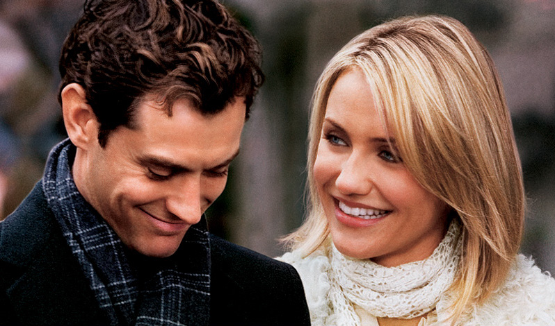 Frame from The Holiday showing Cameron Diaz & Jude Law